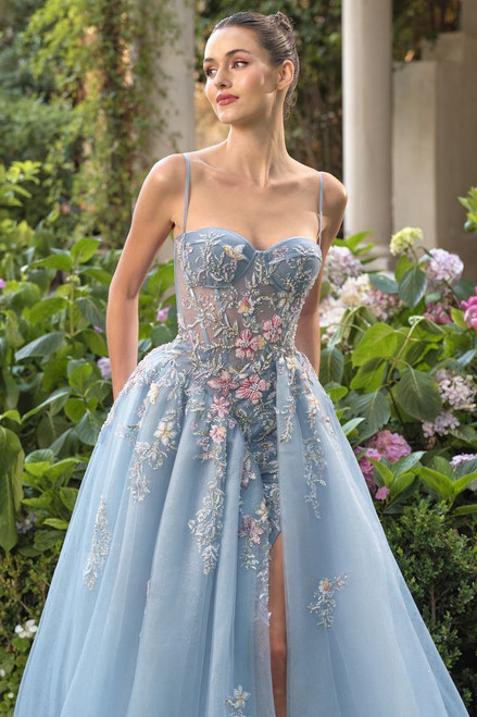 Blue prom dress, blue formal gown, blue semi formal gown, blue strapless dress, blue fitted dress, blue prom dress with side slit, gala dress, winter formals, elegant prom dress, sophisticated prom dress, perfect prom dress, teen school dance dress, dance dress, evening wear, evening dress,PROM AVENUE
