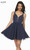 Intricate detailing by Alyce 1489 with embellished beaded bodice and strappy back. Flowy A-line skirt that is perfect for homecoming or formals shop prom-avenue

Available in Midnight Blue 