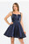 Show up in style PU 8447  with this short fit and flare A-line homecoming dress with dual thin spaghetti straps and illusion V neckline that is ready to showcase a fun style. This dress has embellished waistline - shop prom avenue

Available in Navy Blue 