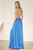 Blue A-line Formal Dress with Side Slit style JD 278