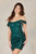 Adora 1037, emerald green off the shoulder dress with lace up back