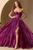 AMELIA 2058, plum, purple, side slit, A-line, sweetheart neckline, metallic, prom, formals, 