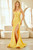 yellow, prom dress, Amelia 3162, yellow  prom dress, strapless prom dress, side slit, fitted prom dress, prom avenue