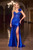 Blue prom dress, blue formal gown, blue semi formal gown, blue strapless dress, blue fitted dress, blue prom dress with side slit, gala dress, winter formals, elegant prom dress, sophisticated prom dress, perfect prom dress, teen school dance dress, dance dress, evening wear, evening dress,PROM AVENUE
