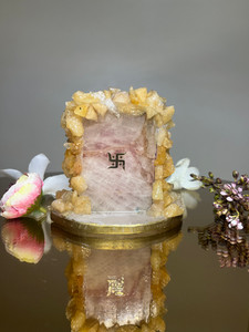 Yellow Calcite + Rose Quartz Agarbatti Stand