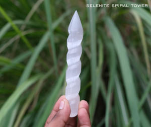 Selenite Spiral Wand