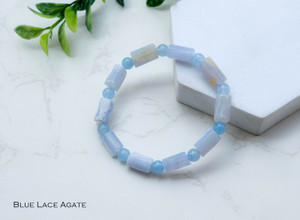 Blue Lace Agate Tube Bracelet