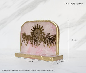 Running Horses; Rising Sun on Rose Quartz