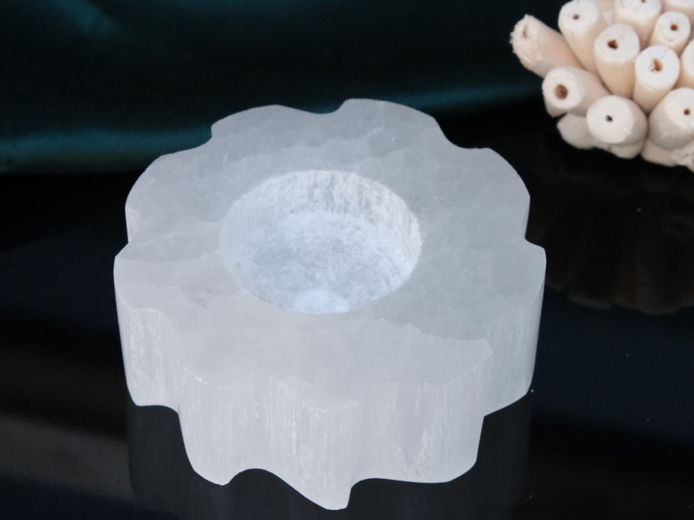 Selenite Sun Tealight Candle