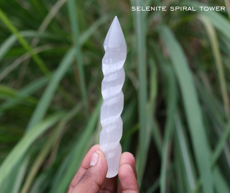 Selenite Spiral Wand