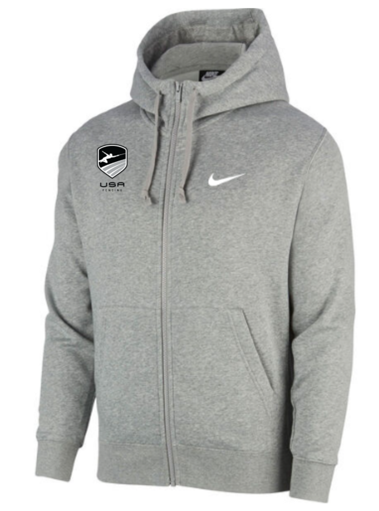 Nike Youth USA Fencing Club Fleece Full Zip Hoodie - Heather Grey