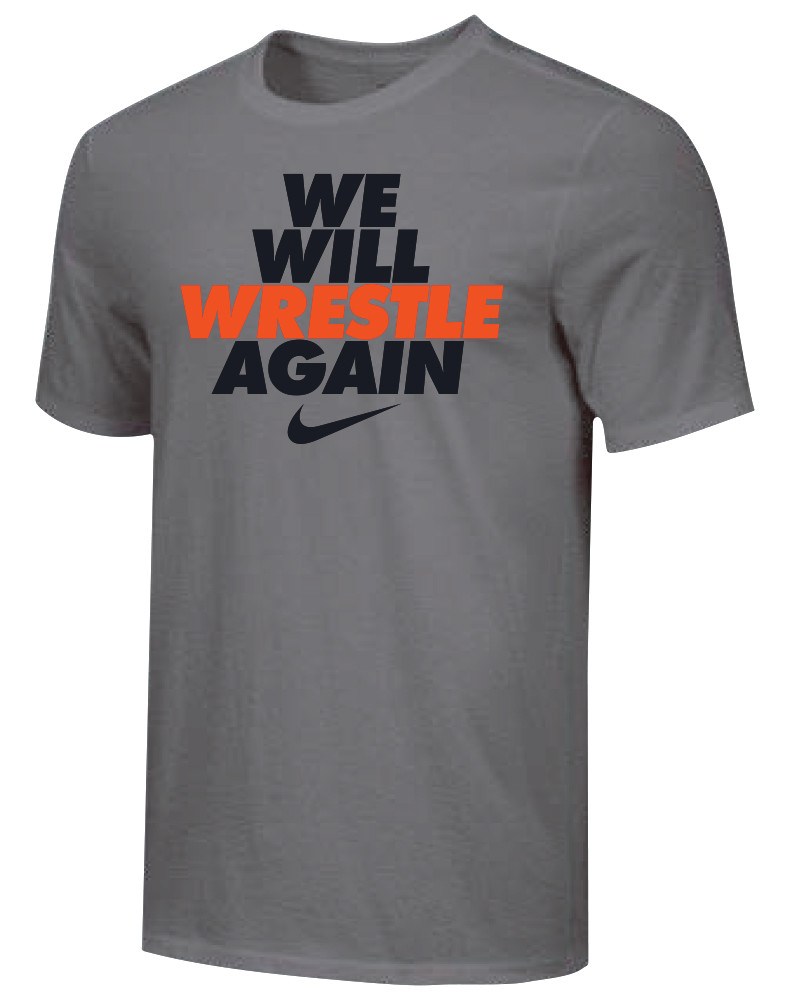 gray and orange nike shirt