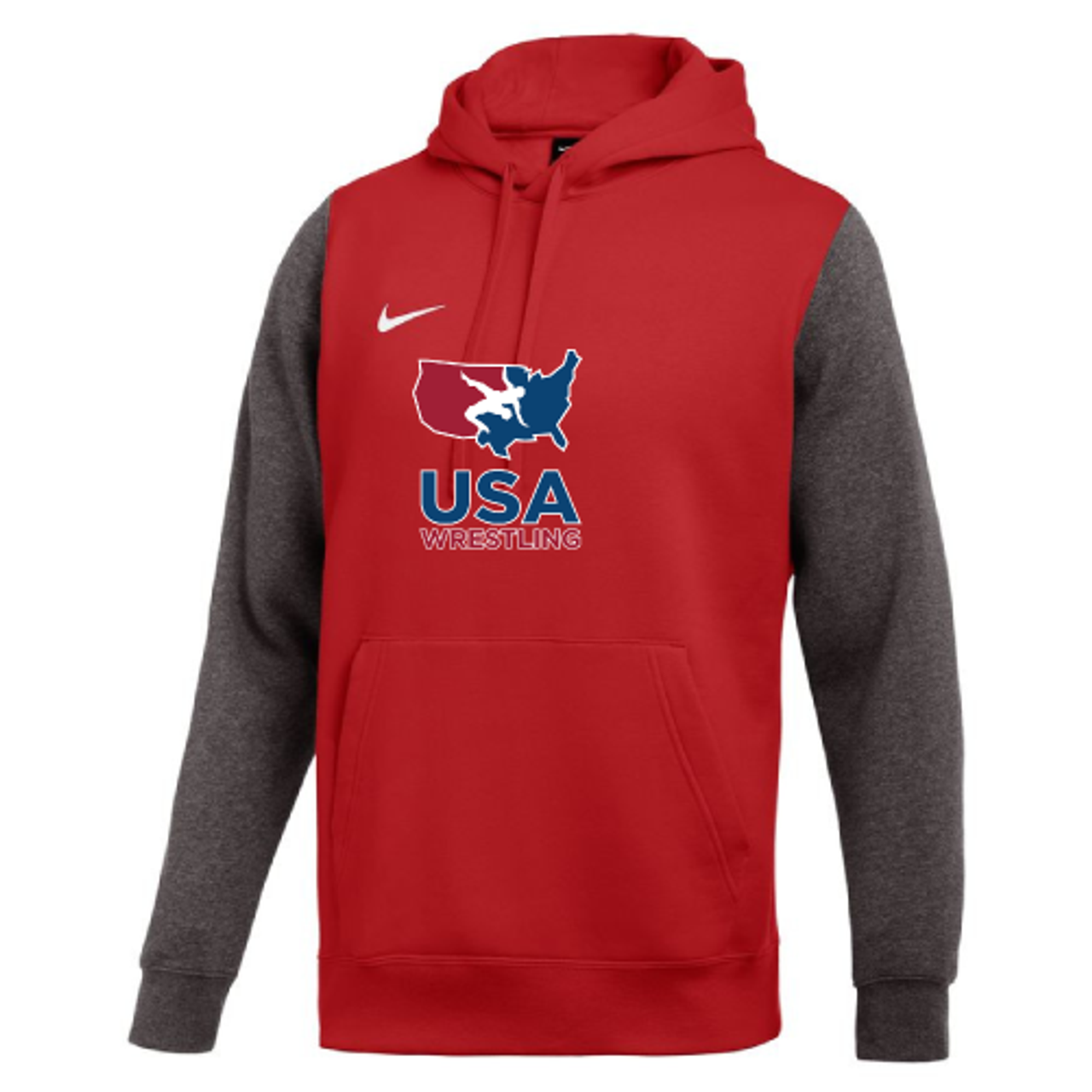 Nike Men's Club Fleece Color Block Hoodie USA Wrestling - Red/Grey