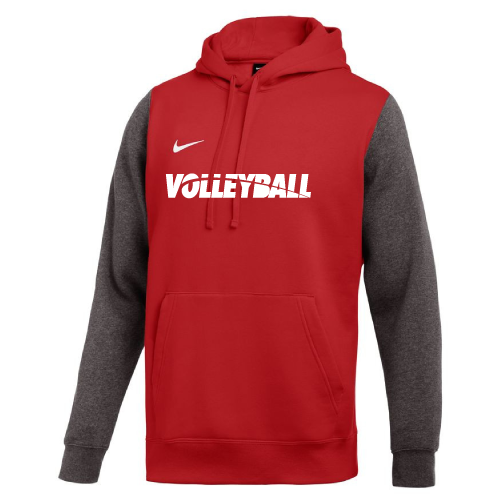 Nike Men's Volleyball Club Fleece Color Block Hoodie - Red/Grey