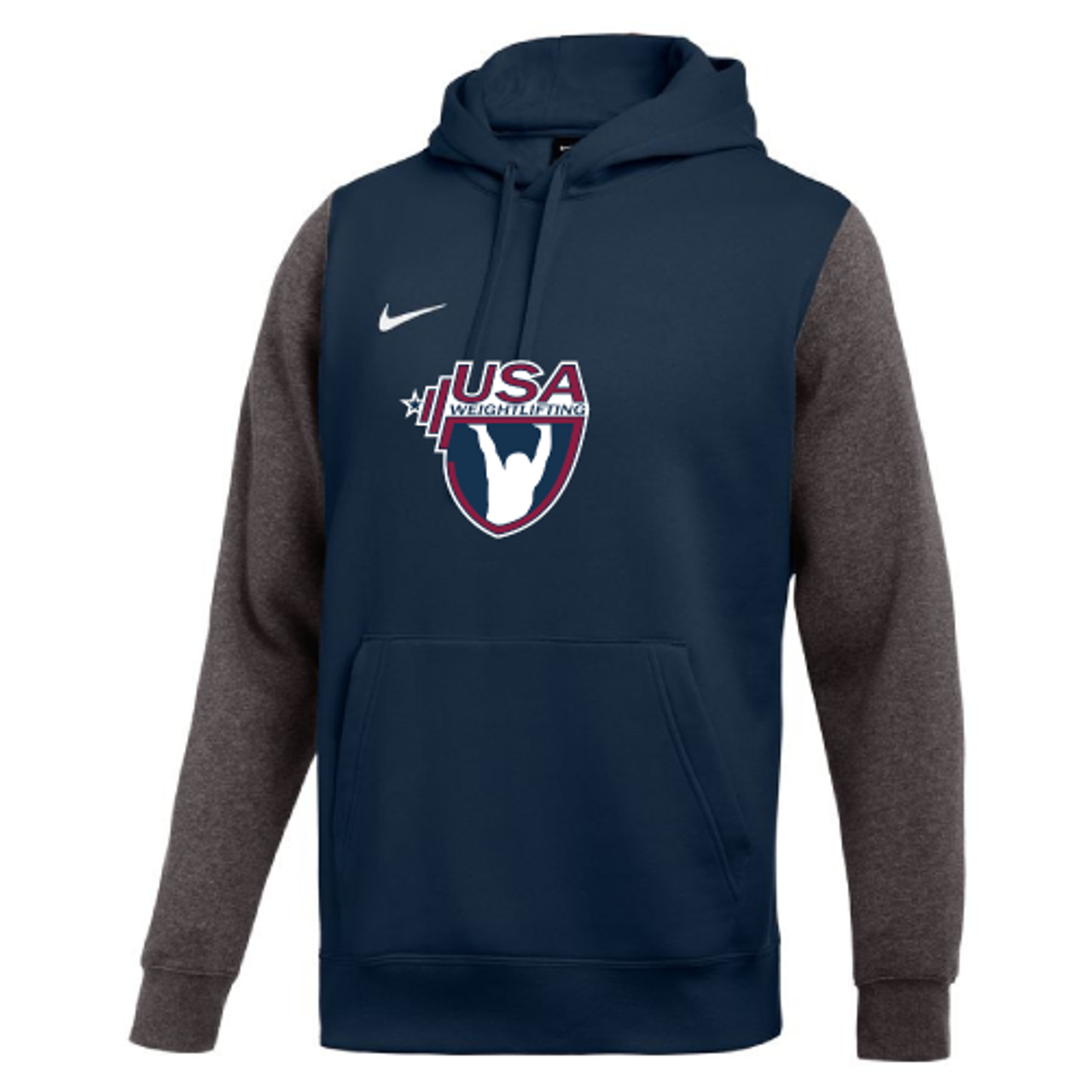 Nike Men's USA Weightlifting Club Fleece Color Block Hoodie - Navy/Grey