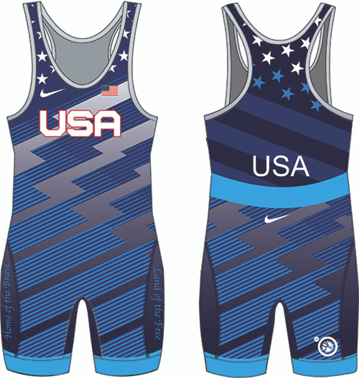 Nike Women's USA Wrestling Lightning Bolt Singlet - Blue