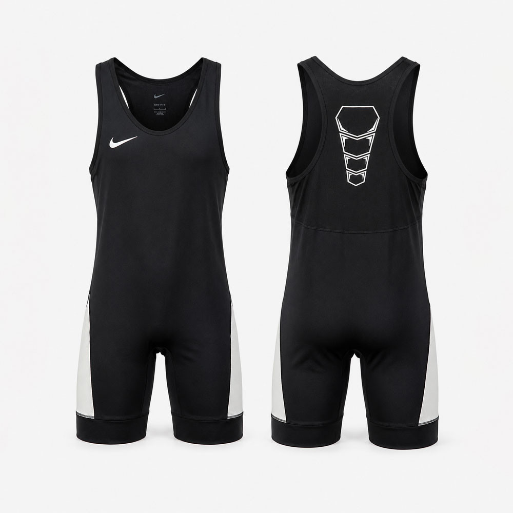 Nike Youth Grappler Elite Wrestling Singlet - Black / White