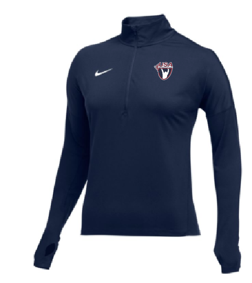 Nike Women's USA Weightlifting Element 1/2 Zip Top - Navy/White