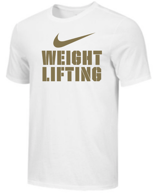 Nike Men's Weightlifting Stacked Tee - White/Gold