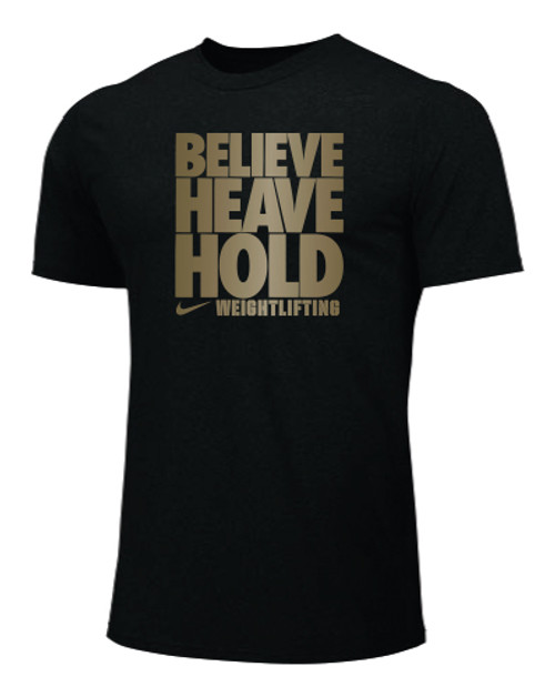 Nike Women's Weightlifting Believe Heave Hold Tee - Black/Gold