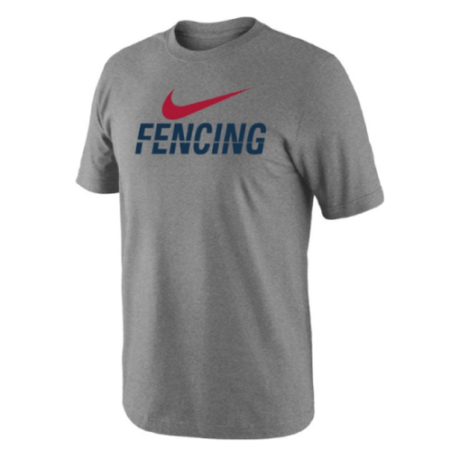 Nike Men's Fencing Red Swoosh Tee - Grey/Red/Blue