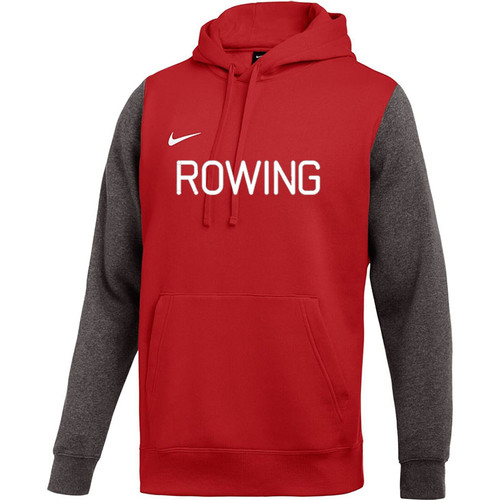 Nike Men's  Rowing Club Fleece Color Block Hoodie - Red/Grey