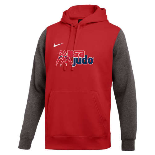 Nike Men's USA Judo Club Fleece Color Block Hoodie - Red/Grey