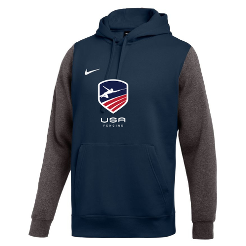 Nike Men's USA Fencing  Club Fleece Color Block Hoodie - Navy/Grey