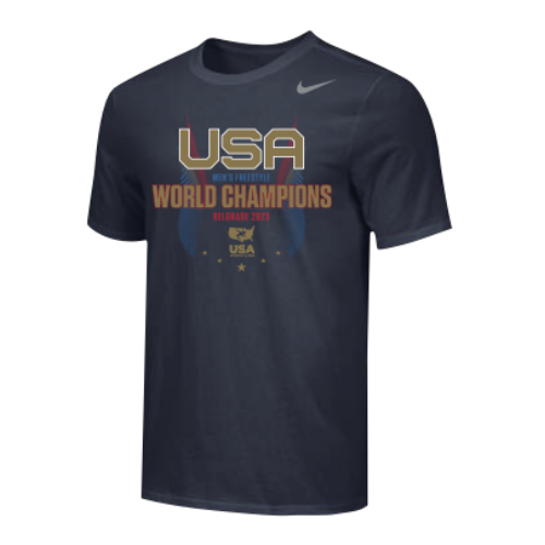 Nike Men's USA Wrestling World Champions Belgrade 2023 Tee - Navy