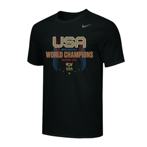 Nike Men's USA Wrestling World Champions Belgrade 2023 Tee  - Black