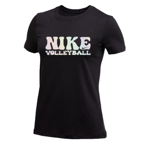 Nike Women's Volleyball Groovy Pastel Dri-Fit Cotton Tee - Black/Iridescent 