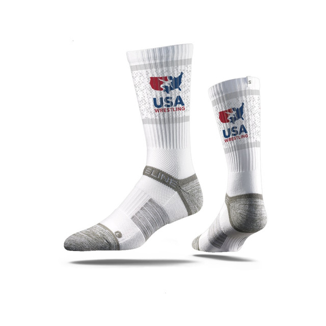 Unisex USA Wrestling Crew Sock - White