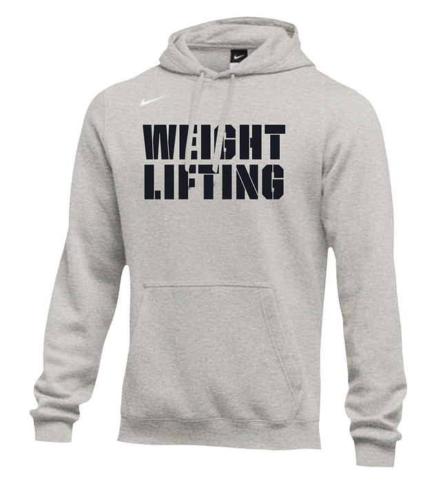 Nike Men's Weightlifting Stacked Club Fleece Hoodie - Grey/Black