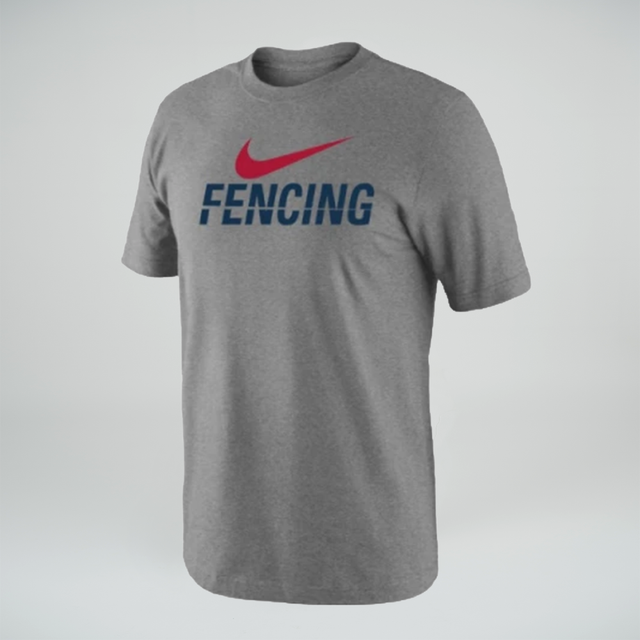 Nike Men's Fencing Red Swoosh Tee - Grey/Red/Blue