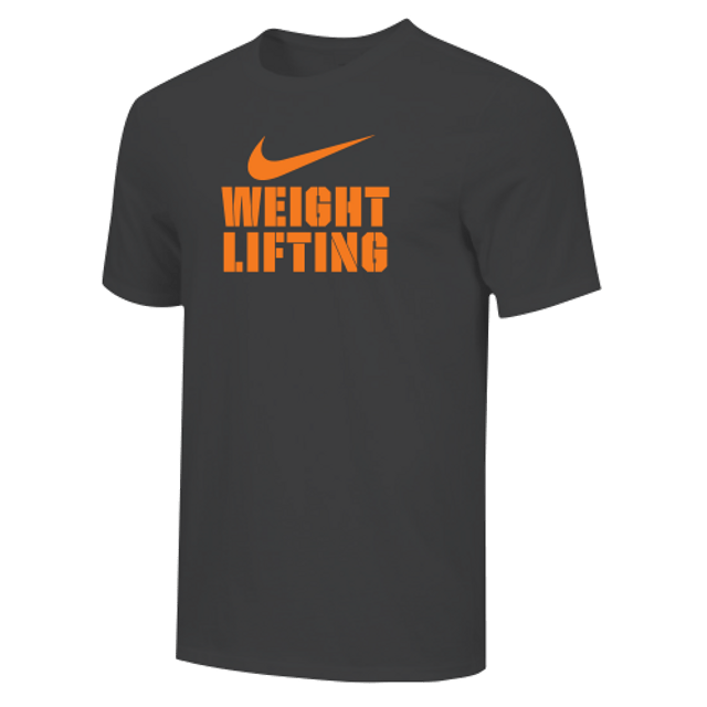 Nike Men's Weightlifting Stacked Tee - Black/Fluorescent Orange Nike Men's Weightlifting Stacked Tee - Black/Fluorescent Orange