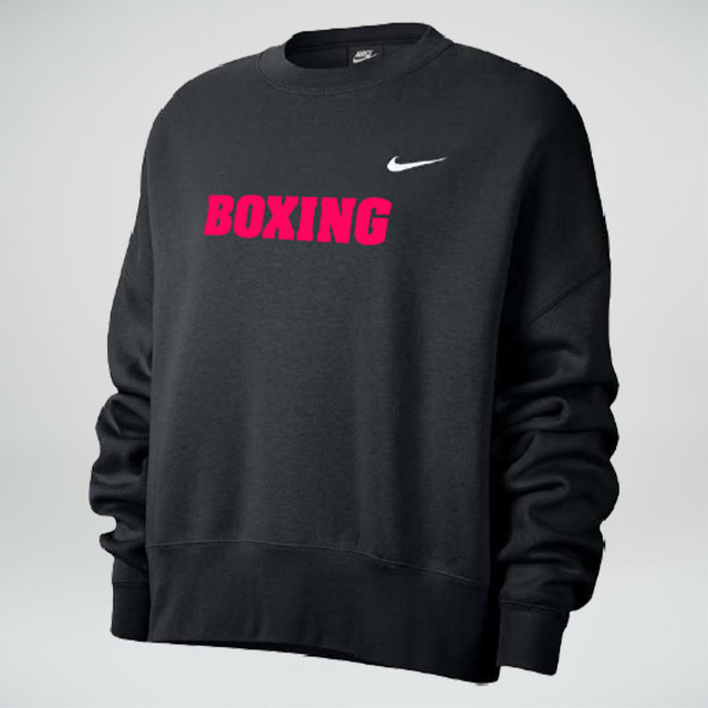 Nike Women’s Boxing Fleece Trend Crew - Black/Fluorescent Raspberry