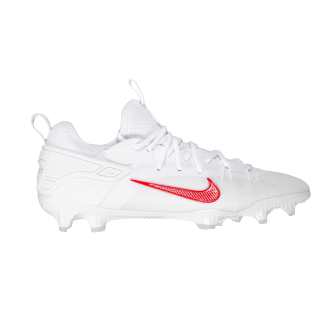 Nike Huarache 9 Elite Low LAX Lacrosse Shoes  - Color: 100 - White/University Red White
