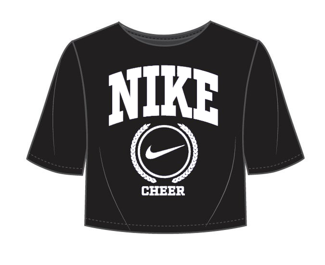 Nike Women's Cheer Crest Crop Dri-FIT Cotton Tee - Black/White