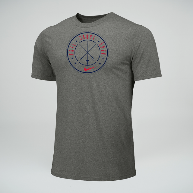 Nike Men's Fencing Epee Foil Sabre 100% Cotton Tee - Grey