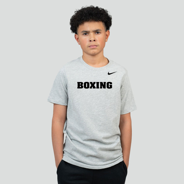 Nike Youth Boxing Dri-Fit Cotton Tee - Dark Grey Heather