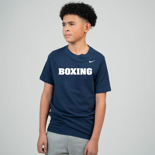 Nike Youth Boxing Dri-Fit Cotton Tee - Navy