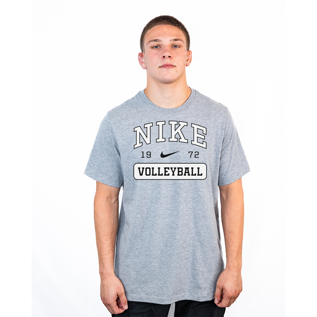 Nike Men's Volleyball 1972 Retro Style 100% Cotton Tee - Dark Grey Heather