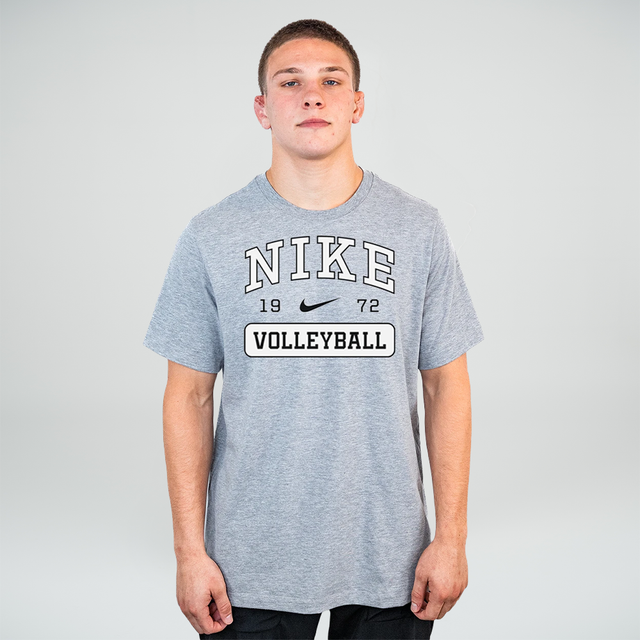 Nike Men's Volleyball 1972 Retro Style 100% Cotton Tee - Dark Grey Heather