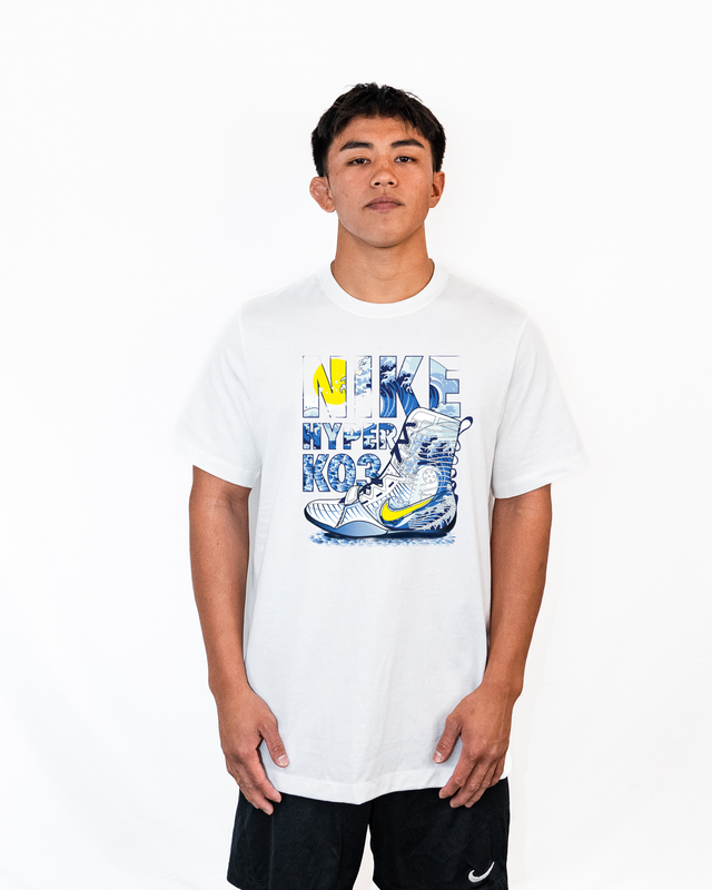 Nike Men's Boxing  HyperKO 3 100% Cotton Tee - White/Blue/Yellow