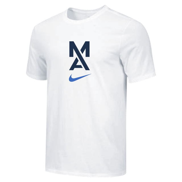 Nike Men's 100% Cotton Tee - MA Cobalt Swoosh - White