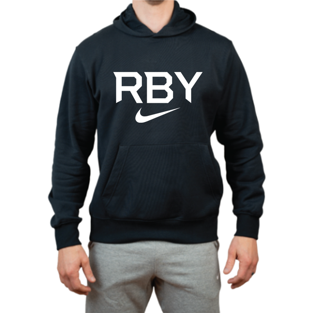 Nike Men's Club Fleece Pullover Hoodie - RBY Solid Light Swoosh - Black