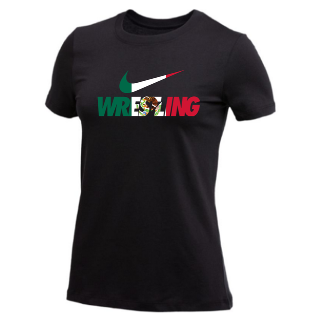Nike Women's S/S 100% Cotton Tee - Mex Wrestling Pattern - Black