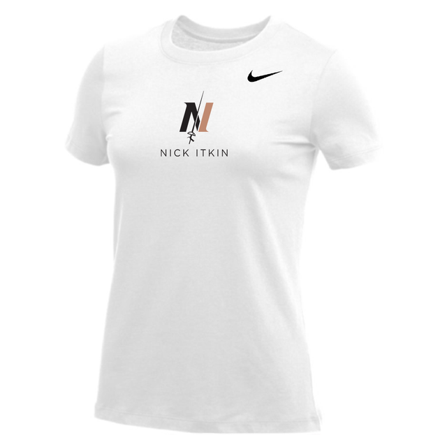 Nike Women's S/S Dri-Fit Cotton Tee - Itkin Gold Contrast - White