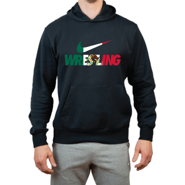Nike Men's Club Fleece Pullover Hoodie - Mex Wrestling Pattern - Black