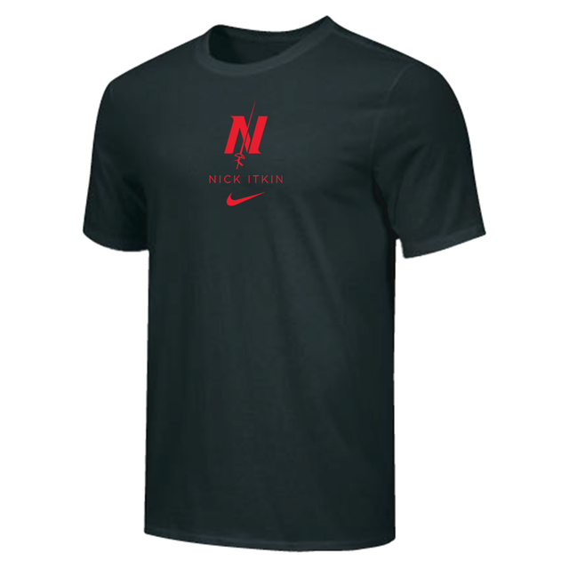 Nike Men's 100% Cotton Tee - Itkin Swoosh Crimson - Black